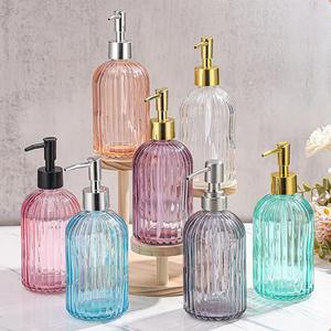 Bouteilles distributrices en verre vides de 420 ml pour lavage des mains, style vintage, bouteilles de shampoing en verre, distributeur de savon en gros avec <span class=keywords><strong>pompe</strong></span> - Product Image 1