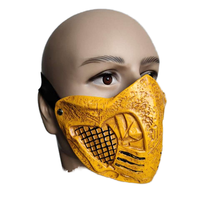Masque de jeu Mortal Kombat Scorpion Cosplay X Masque en Latex demi-visage jaune pour accessoire de déguisement de fête d'Halloween