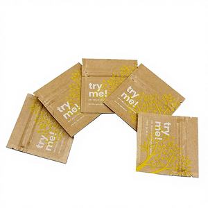 Sac en papier <span class=keywords><strong>Kraft</strong></span> biodégradable, <span class=keywords><strong>Sachet</strong></span> d'échantillon en papier d'aluminium avec Mini sacs à fermeture éclair, <span class=keywords><strong>Sachet</strong></span> d'échantillon d'huile de crème cosmétique - Product Image 1