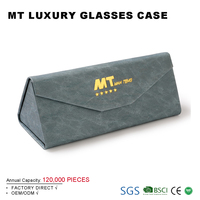 Estuche para Gafas Plegable Triangular con Logotipo Personalizado, Estuche de Cuero PU para Gafas de Sol, Estuche para Guardar Gafas, Venta al Por Mayor