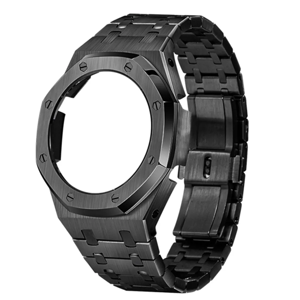 4th gen 4 5 modifikasi Casioak Ga 2100 Bezel pengganti tali logam gelang karet baja tahan karat mod ga2100 casing jam untuk Gshock