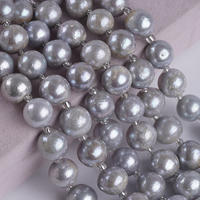 Perles de culture d'eau douce Edison rondes grises 13-15 mm, vertes pistache 13-17 mm, perles baroques en vrac, brins courts de 18 cm