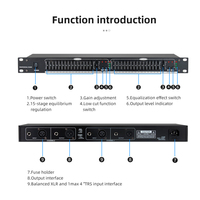 Ecualizador de Audio Gráfico Profesional BHA 21 de Doble Canal y 15 Bandas, Procesador de Ecualización Estéreo de 1U para Montaje en Rack con Filtro de Corte Bajo de 80Hz