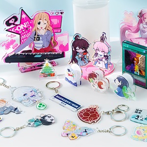 Wholesale Custom Eco-friendly Digital Printing Clear Epoxy Hologram Anime Acrylic Keychain DIY Printed Plastic Charms Cute