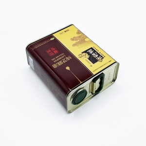 Boîte en métal rectangulaire pour huile d'olive de 2,5 L, respectueuse de l'environnement, avec bouchon en plastique - Product Image 3