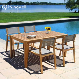 Set da Pranzo in <span class=keywords><strong>Legno</strong></span> di Teak per Esterni con 10 Posti, Design Moderno, Tavolo e Sedie da <span class=keywords><strong>Giardino</strong></span> - Product Image 4