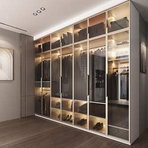 イタリアデザインモダンベッドルーム家具ガラスワードローブキャビネット木製クローゼット寝室用ハビタシオン - Product Image 6