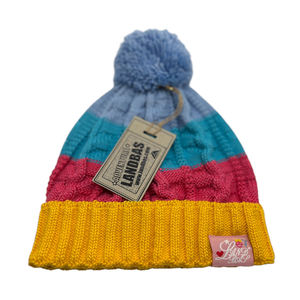 LANDBAS Gorro de Punto Acrílico de la Mejor Calidad, 100% Acrílico, 56-58cm, Informal, Moderno, Colorido, Plegable, con Patrón de Trenzas, Unisex, para Adultos, Invierno - Product Image 1