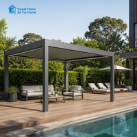 Pergola moderne électrique en aluminium et PVC, imperméable, avec toit à lames orientables, pour extérieur, jardin, terrasse, patio, gazebo, LED