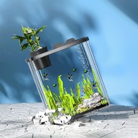 Aquarium transparent en acrylique, résistant aux chocs, petit réservoir écologique pour la décoration de salon à domicile