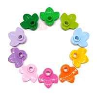 DELO TOYS (11 Colores) Bloques de Construcción MOC, Ladrillos ABS, Juguete de Jardín DIY, Placa de Hojas de Planta, Redonda 1x1 con 3 Hojas (NO.32607)