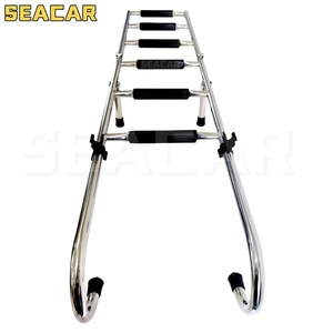Échelle de bateau Seacar à 6 marches en acier inoxydable pliable avec mains courantes courbées pour usage marin et yachts - Product Image 5