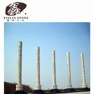 फाइबर पत्थर स्तंभ स्तंभ की सजावट बड़े आकार के संगमरमर हाथ नक्काशी पत्थर की नक्काशी सफेद काले ग्रे g602 g603 g654 ग्रेनाइट