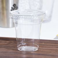 Gobelet en plastique PET de 16 oz à bord plat, diamètre pour boissons et aliments, gobelets en plastique durables