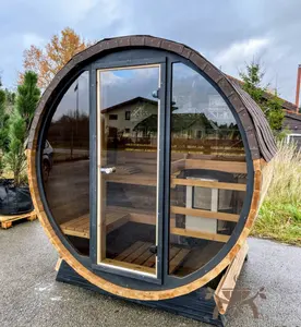 Sauna de cânhamo de janela panorâmica com aquecedor harvia elétrico