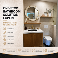 Ensemble de salle de bain complet de luxe en marbre robuste et durable, miroir mural personnalisé avec éclairage, meuble-lavabo et toilette intelligente pour les professionnels du bâtiment