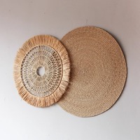 Décoration murale bohème ronde en paille et rotin tressée à la main, écologique, pour intérieur, idéale pour un cadeau de pendaison de crémaillère