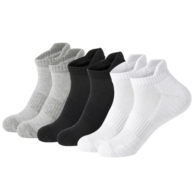 Breathable Black White Athletic Running Socks Custom Cotton Men Women Short Sport Sport Ankle Socks
