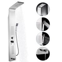Ensemble de douche intelligent en acier inoxydable brossé, panneau de salle de bain, double fonction eau froide et chaude, 3 voies, chrome, massage doux pour appartements