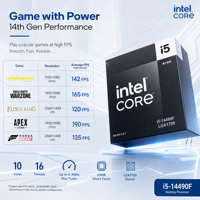 Intel Core I5-14490F Generasi ke-14 CPU Desktop 10 Core 16 Thread hingga 4.9GHz 24MB Cache LGA1700 Prosesor Gaming dalam Kemasan Box Tersedia