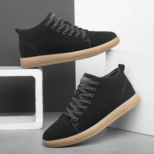 Baskets décontractées pour hommes style britannique, rehaussement de 6 cm, chaussures de sport pour jeunes en daim et peau de porc, doublure en maille, semelle épaisse invisible - Product Image 2