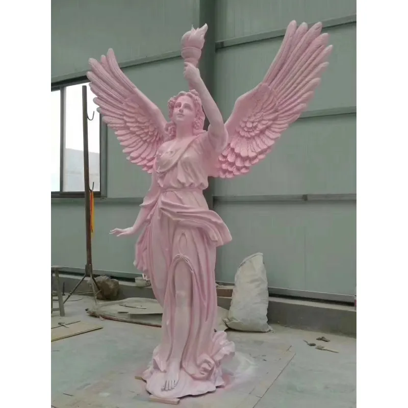 Escultura moderna jardim exterior grande fibra anjo personalizado resina figura estátua