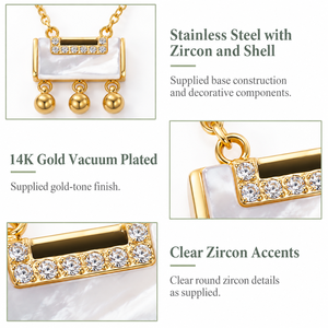 Collier pendentif géométrique plaqué or avec zircon cubique et incrustation de perles pour femmes, bijoux tendance pour les soirées - Product Image 2