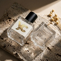 Flacon de parfum carré transparent YC Gold Label avec double capuchon noir, capacité de 10 ml, parfum longue durée, cadeau