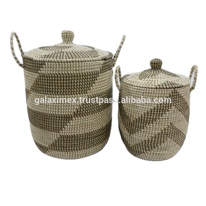 <b>Galaxy</b> Handicraft Manufacturing's Eco-Friendly Handmade Woven Seagrass <b>Hamper</b> with Handles Unique Storage Basket - Product Image 1
