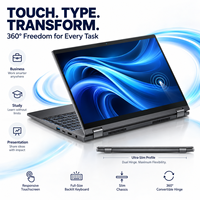 Laptop Bisnis 2-in-1 Baru 15.6" FHD IPS Layar Sentuh Intel Core I3-10100Y 16GB RAM 256GB SSD WiFi 6 Windows 11 Home Tanpa Kipas