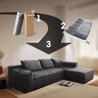 Canapé d'angle moderne de haute qualité avec rembourrage en éponge, revêtement en tissu beige, confortable pour salon