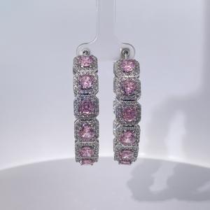 Pendientes de Aro Redondos de Circonita Rosa Chapados en Oro Geométricos Clásicos, Modernos y Lujosos de Tianyu Gems para Mujer - Product Image 5