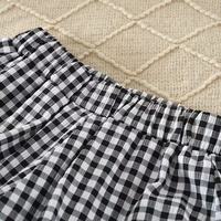 Ensemble 2 pièces pour petite fille : débardeur gris sans manches orné d'un nœud + jupe écossaise noire et blanche, avec logo au dos, lavable, 3-8 ans
