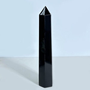 All'ingrosso di cristallo naturale nero di ossidiana punto di bacchetta spirituale pietra di guarigione grandi torri di ossidiana per la decorazione - Product Image 3