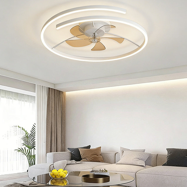 Simple Modern Decorative Design LED Ceiling Fan with Light for Bedroom Dining Room & Hotel Decor Remote Control Included