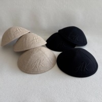 Kippa en lin en gros pour mariage, broderie ton sur ton personnalisée, doublure imprimée, Kippot juive, Yarmulke, Bar Mitzvah, Judaica