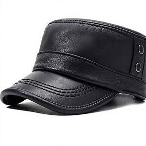 Casquette de style capitaine en cuir noir de haute qualité, élégante, réglable, chapeau d'extérieur, accessoire de mode classique vintage - Product Image 1