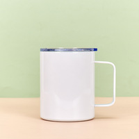 Mug isotherme classique en acier inoxydable blanc vierge pour sublimation, avec poignée et base unie, pour personnalisation par transfert thermique