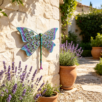 Sculpture murale en métal peinte à la main en forme de libellule, décoration intérieure et extérieure pour la maison et le jardin