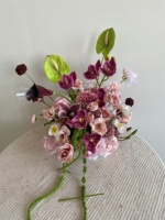 Boule de fleurs artificielles en soie rose poudré de luxe, 30 cm, style jardin, centre de table de mariage, incassable, durable QSLH