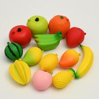 Jouet anti-stress en PU souple à récupération lente, ensemble de fruits simulés, pomme à presser, pendentif porte-clés pour tous les âges, garçons et filles, vente en gros