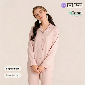 Pijamas de Algodón Modal Lenzing para Parejas, Primavera, Verano, Otoño, Conjunto de Manga Larga y Pantalón Largo, Solapa de Satén, Suaves y Cómodos para el Hogar - Product Image 4