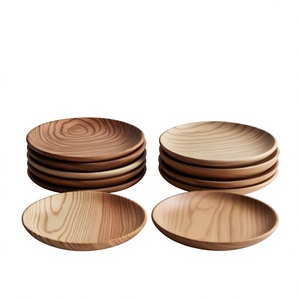 Assiette de service en bois artisanale de qualité supérieure, design classique naturel, compatible lave-vaisselle, écologique, accessoire de toilettage pour animaux, idéal pour les cadeaux - Product Image 1