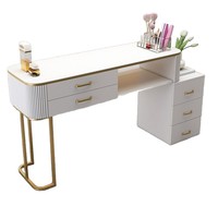 Table de manucure en fer de style crème, inspirée de la conception Iron Man, pour salons de manucure, design moderne et minimaliste, rangement rétractable, pliable