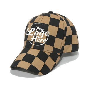 Custom Print/Embroidery Casual Outdoor <b>Sun</b> Cap for <b>Men</b> Unisex Design Adjustable Checkered Baseball Caps - Product Image 4