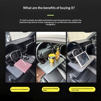 Plateau de voiture multifonctionnel en ABS imitation bois, support pour ordinateur portable sur volant, rangement et bureau pour ordinateur