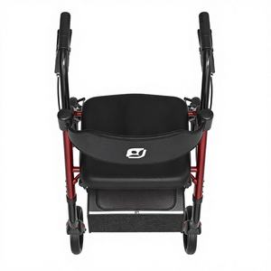 Deambulatore in acciaio pieghevole a quattro ruote leggero con ausilio per la mobilità del sedile per il rollatore in lega di alluminio per disabili - Product Image 2