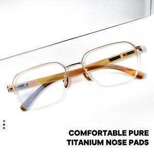 サン・ヴァン・ゴッホ直販ビジネススタイルアイウェアフレーム高級ホーンチタン素材メガネフレーム（顔の大きな方用） - Product Image 5