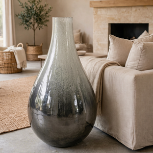 Vase à fleurs en métal gris, haut, sur pied, décoratif, style nordique moderne, pour la maison, centre de table de mariage - Product Image 1