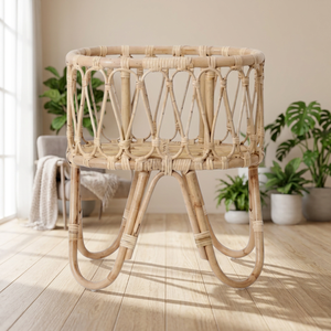 Cuna de ratán natural para muñecas – Diseño rústico y artesanal - Product Image 3